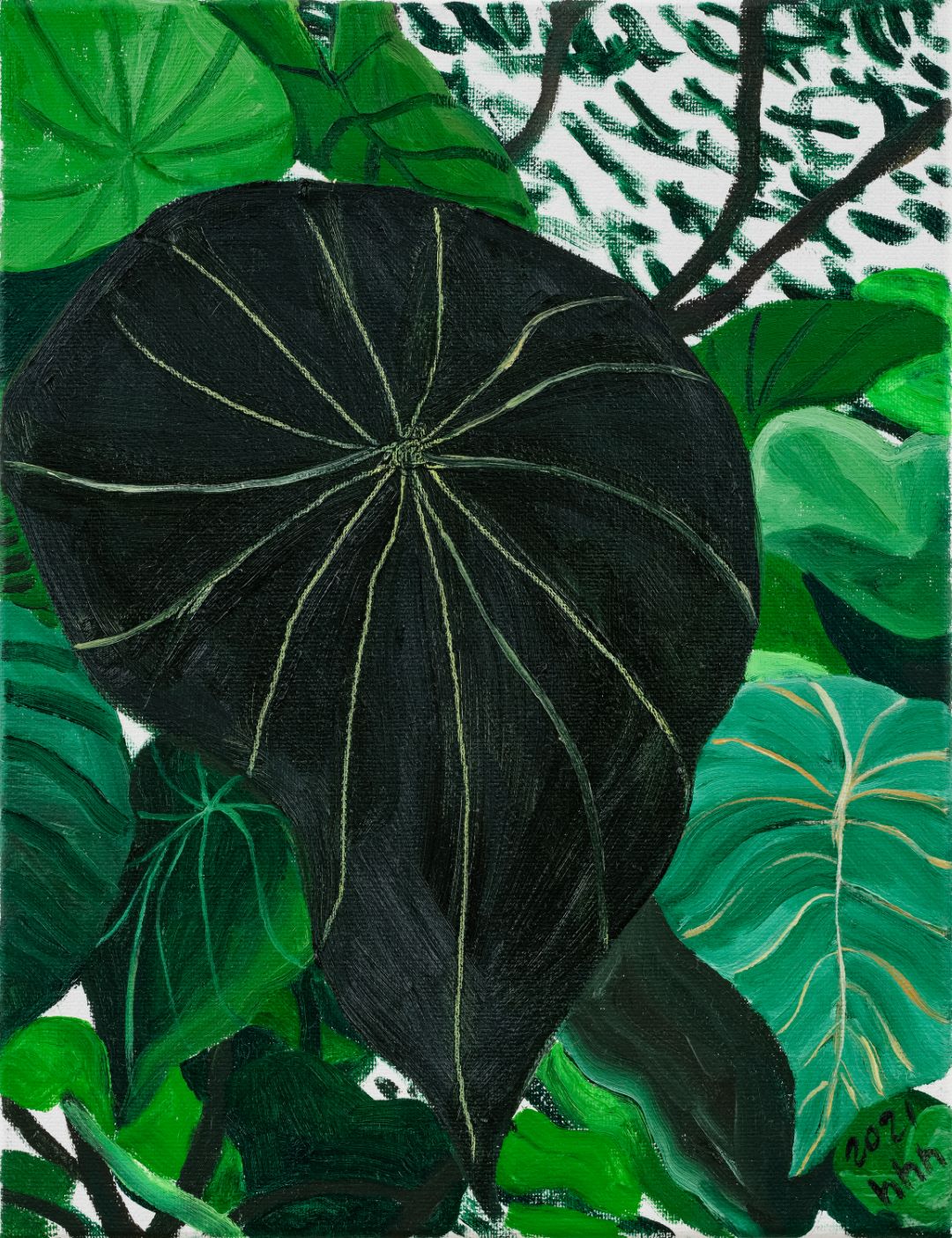 黃海欣，〈黑美人〉，2021，油彩畫布，35x27cm (圖版提供：双方藝廊)